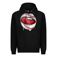 Black sports lips baseball Premium Hoodie - texasbilliewilder