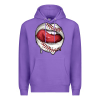 Purple sports lips baseball Premium Hoodie - texasbilliewilder
