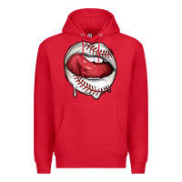 Red sports lips baseball Premium Hoodie - texasbilliewilder