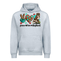 Heather Grey peace love australian shepherd Urban Hoodie - texasbilliewilder