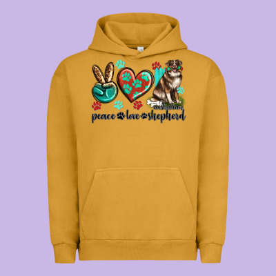 Urban Hoodie peace love australian shepherd