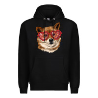 Black shiba inu with love glasses Premium Hoodie - RanaPortraitStore