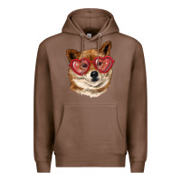 Chestnut shiba inu with love glasses Premium Hoodie - RanaPortraitStore