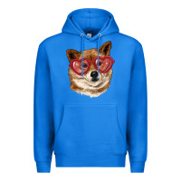 True Royal shiba inu with love glasses Premium Hoodie - RanaPortraitStore