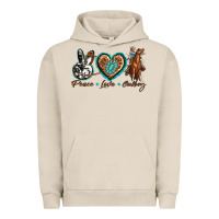 Pigment French Oak peace love cowboy Urban Hoodie - texasbilliewilder
