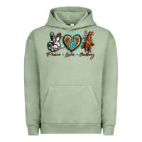 Pigment Oil Green peace love cowboy Urban Hoodie - texasbilliewilder