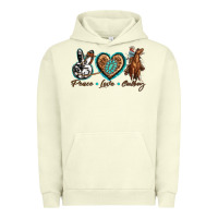 Pigment Pistachio peace love cowboy Urban Hoodie - texasbilliewilder