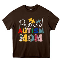 Chocolate Brown Proud Autism Mom Leopard Pattern Design Autism Awa Heavy Core Tee - CowhideDigitalArt