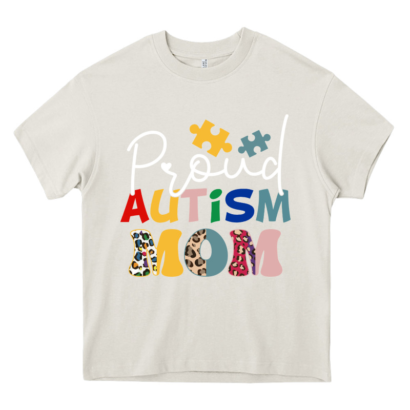 Proud Autism Mom Leopard Pattern Design Autism Awa Heavy Core Tee by CowhideDigitalArt | Teevron