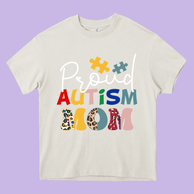 Proud Autism Mom Leopard Pattern Design Autism Awa Heavy Core Tee Designed By Cowhidedigitalart