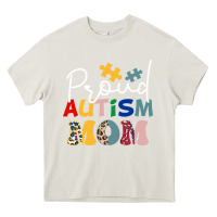 Cream Proud Autism Mom Leopard Pattern Design Autism Awa Heavy Core Tee - CowhideDigitalArt