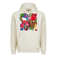 Oatmeal Heather dominican republic  hearts Premium Hoodie - texasbilliewilder