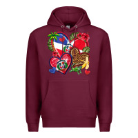 Burgundy dominican republic  hearts Premium Hoodie - texasbilliewilder