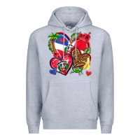 Heather Grey dominican republic  hearts Premium Hoodie - texasbilliewilder