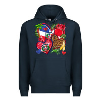 Navy dominican republic  hearts Premium Hoodie - texasbilliewilder
