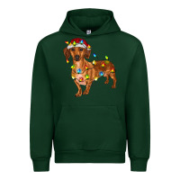 Forest Green Dachshund Christmas Lights Urban Hoodie - RanaPortraitStore