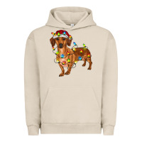 Pigment French Oak Dachshund Christmas Lights Urban Hoodie - RanaPortraitStore