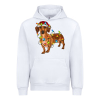 White Dachshund Christmas Lights Urban Hoodie - RanaPortraitStore