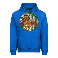 Cobalt Dachshund Christmas Tree Urban Hoodie - RanaPortraitStore