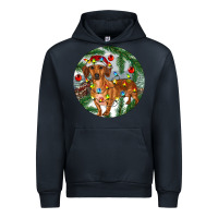 Navy Dachshund Christmas Tree Urban Hoodie - RanaPortraitStore