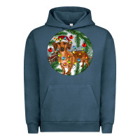 Pigment Midnight Navy Dachshund Christmas Tree Urban Hoodie - RanaPortraitStore