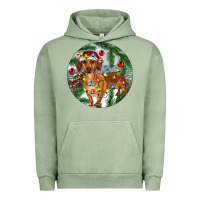 Pigment Oil Green Dachshund Christmas Tree Urban Hoodie - RanaPortraitStore