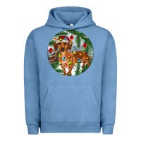 Pigment Pebble Blue Dachshund Christmas Tree Urban Hoodie - RanaPortraitStore