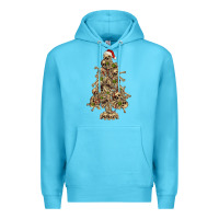 Ocean Blue Skeleton Christmas Tree Premium Hoodie - RanaPortraitStore