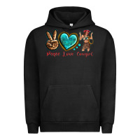 Pigment Black peace love cowgirl Urban Hoodie - texasbilliewilder