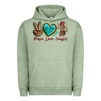 Pigment Oil Green peace love cowgirl Urban Hoodie - texasbilliewilder