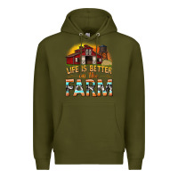 Army Green life is better on the farm with barn Premium Hoodie - texasbilliewilder
