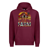 Burgundy life is better on the farm with barn Premium Hoodie - texasbilliewilder