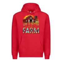 Red life is better on the farm with barn Premium Hoodie - texasbilliewilder