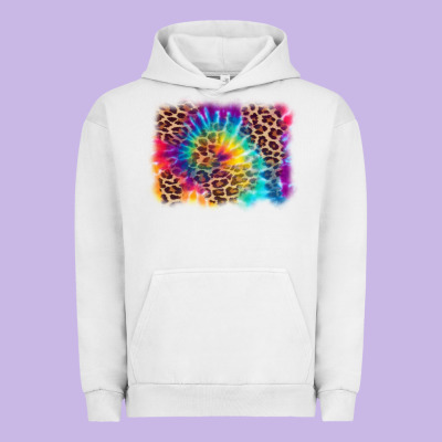 Leopard Tie Dye Background Urban Hoodie Designed By Zillion Design Studio