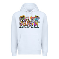 White don't stop believin' hold on to that feeling Premium Hoodie - Zillion Design Studio