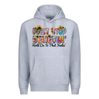 Heather Grey don't stop believin' hold on to that feeling Premium Hoodie - Zillion Design Studio