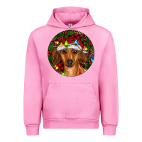 Fuchsia Pink Christmas Dachshund Urban Hoodie - RanaPortraitStore