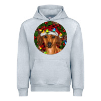 Heather Grey Christmas Dachshund Urban Hoodie - RanaPortraitStore