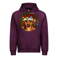 Mauve Wine Christmas Dachshund Urban Hoodie - RanaPortraitStore