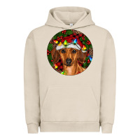 Pigment French Oak Christmas Dachshund Urban Hoodie - RanaPortraitStore