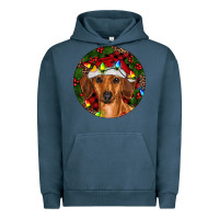 Pigment Midnight Navy Christmas Dachshund Urban Hoodie - RanaPortraitStore