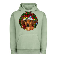 Pigment Oil Green Christmas Dachshund Urban Hoodie - RanaPortraitStore