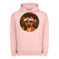 Pigment Salmon Christmas Dachshund Urban Hoodie - RanaPortraitStore