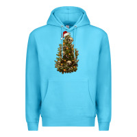 Ocean Blue Skeleton merry christmas tree Premium Hoodie - RanaPortraitStore