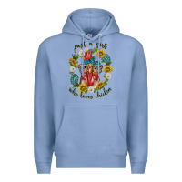 Colony Blue just a girl who loves chicken with sunflowers and gemstone Premium Hoodie - texasbilliewilder