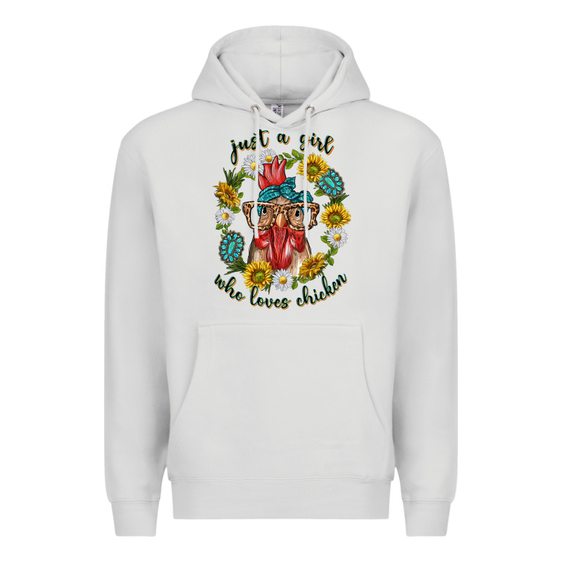 Just A Girl Who Loves Chicken With Sunflowers And Gemstone Premium Hoodie by texasbilliewilder | Teevron