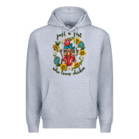 Heather Grey just a girl who loves chicken with sunflowers and gemstone Premium Hoodie - texasbilliewilder