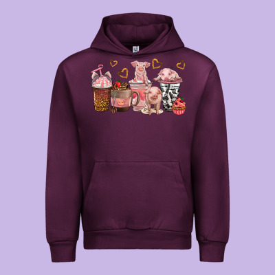 Urban Hoodie pigs coffee cups