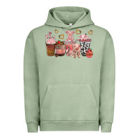 Pigment Oil Green pigs coffee cups Urban Hoodie - texasbilliewilder