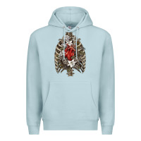 Blue Mist Skeleton Rib Cage Heart Premium Hoodie - RanaPortraitStore